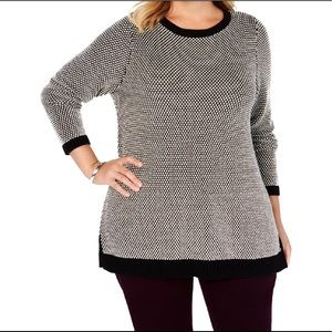 Charter Club 2X crew neck sweater womenβs plus size warm cozy black and white
